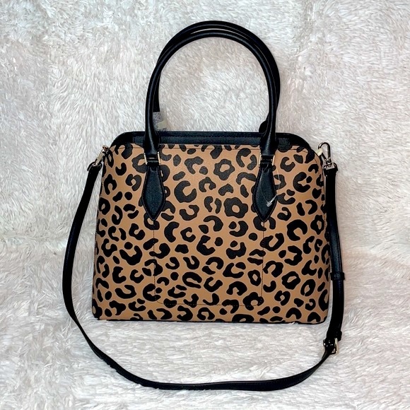 New Kate Spade New York Darcy Leopard Cheetah Large Satchel Shoulder Bag Purse - Picture 9 of 17